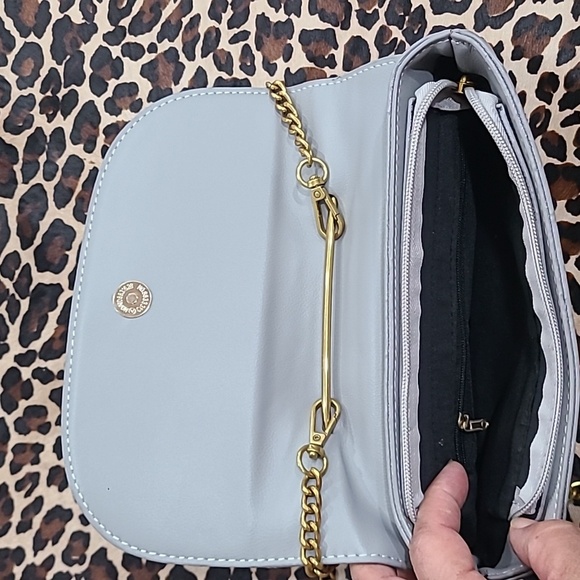 Gray and Gold Crossbody Bag with Structured Design - Picture 6 of 6